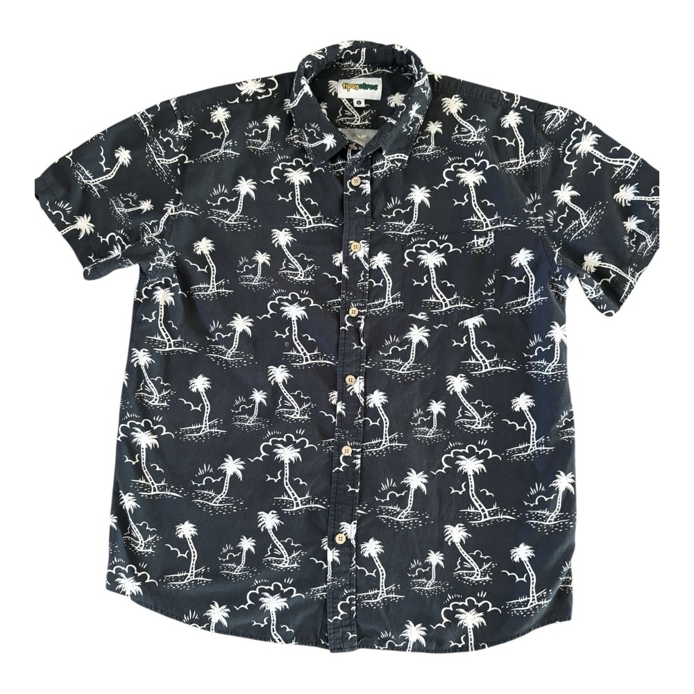 Tipsy Elves Shirt Monochrome Moonlight Hawaiian Mens XL Short Sleeve Button Up